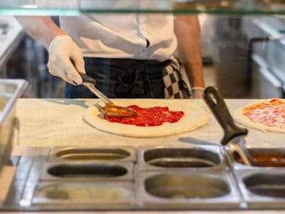 Pizza chef making pizza