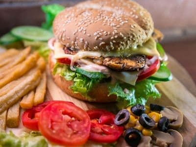 Burger and fries