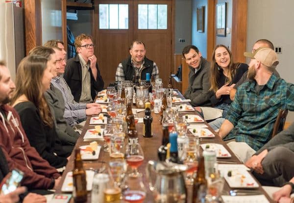 Happy diners enjoying a meal at a local restaurant